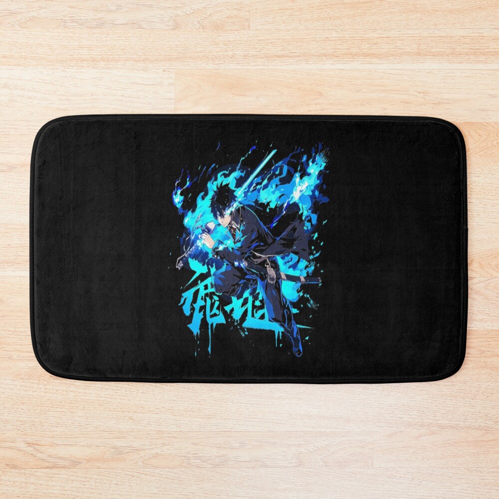 Rin Okumura In Blue Flames Action Bath Mat