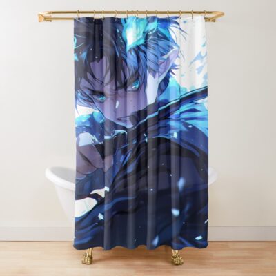Rin Okumura Intense Blue Aura Shower Curtain